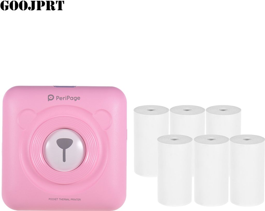 PeriPage Mini Pocket Etikettendrucker Labelprinter Thermodrucker Papierdrucker mit Bluetooth-Verbindung mit 6 Rollen Thermopapier 57 * 30 mm Thermo...