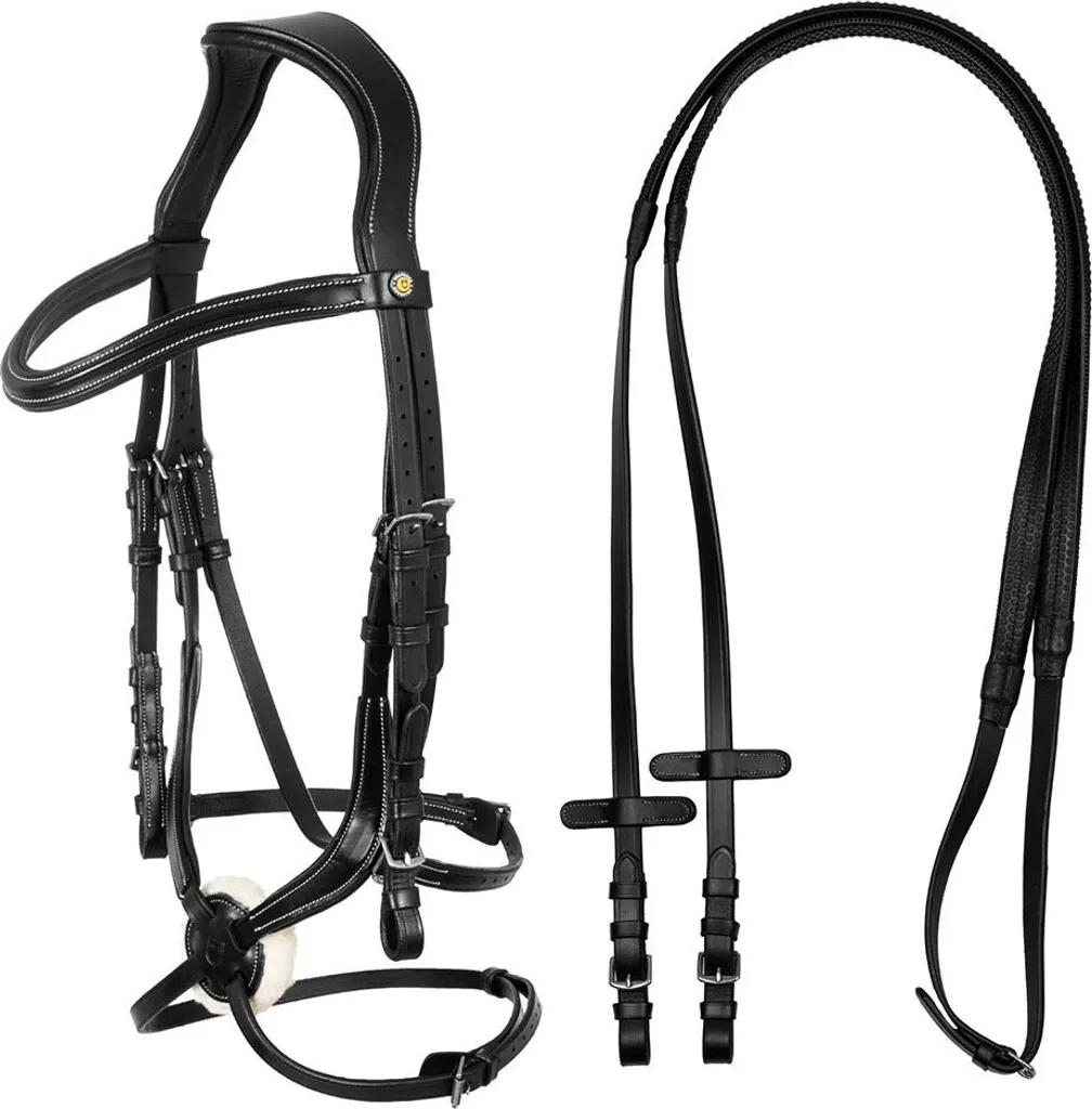Bridon Mexicain Allegoria Noir Cob avec muserolle croisée et cuir souple
