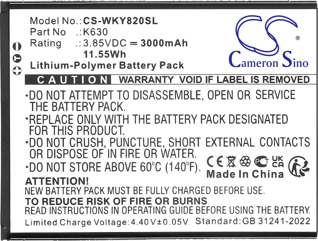 Batteria Di Ricambio 1400mAh Per Telefono Wiko Cink E Cink+ | Sostituto CINK | Li-ion 3.7V