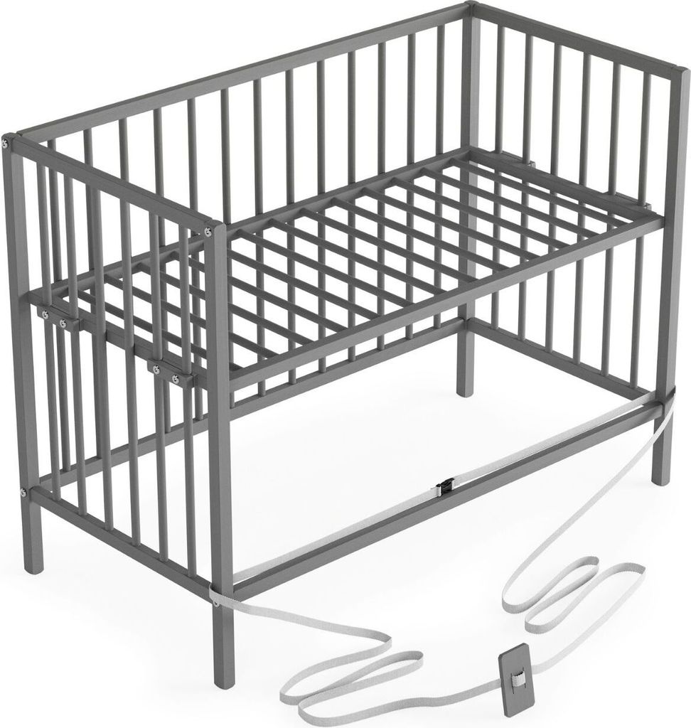Beistellbett 60x120 cm mit Rollen & Umbauseite - grau - Dreamy 4 in 1 Bett