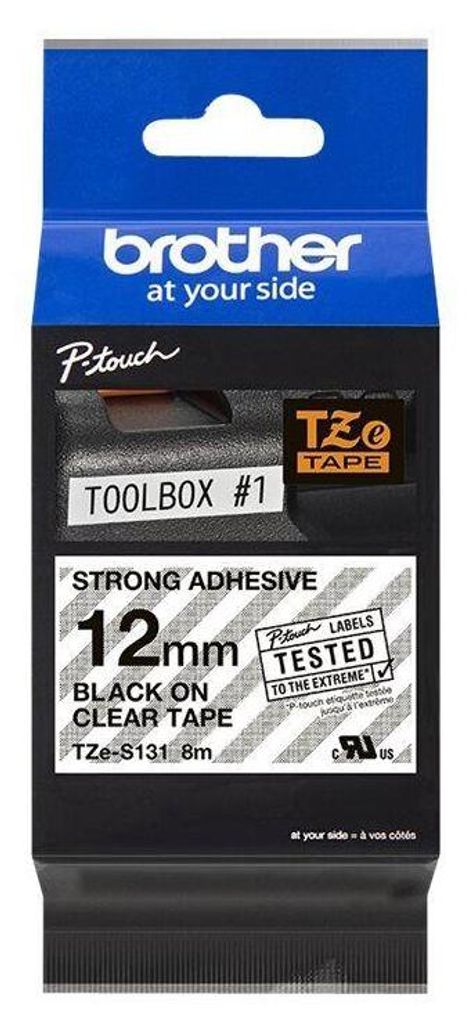 Schriftbandkassette Brother 12mm farblos/schwarz   TZES131 Immagine del prodotto 