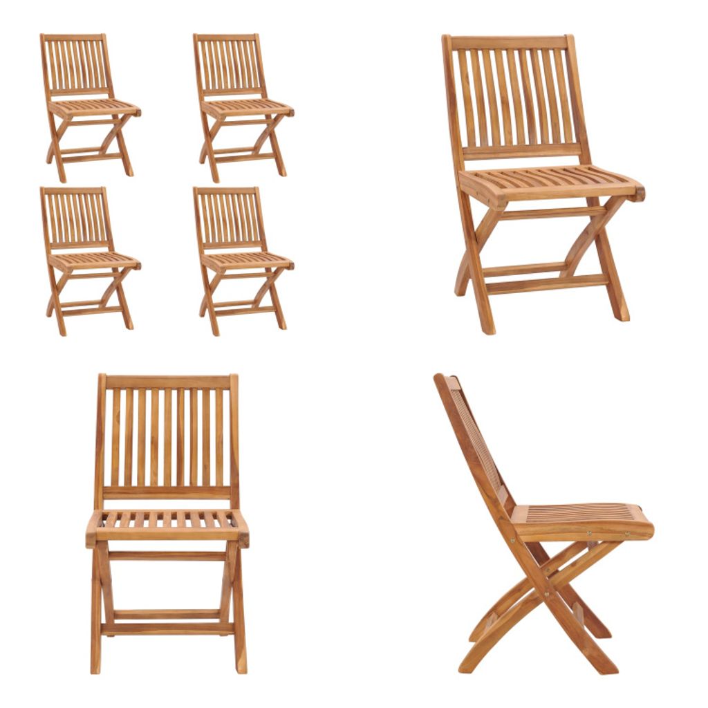 vidaXL Klappbare Gartenstühle 4 Stk. Massivholz Teak - Gartenstuhl - Gartenstühle - Holzstuhl - Holzstühle