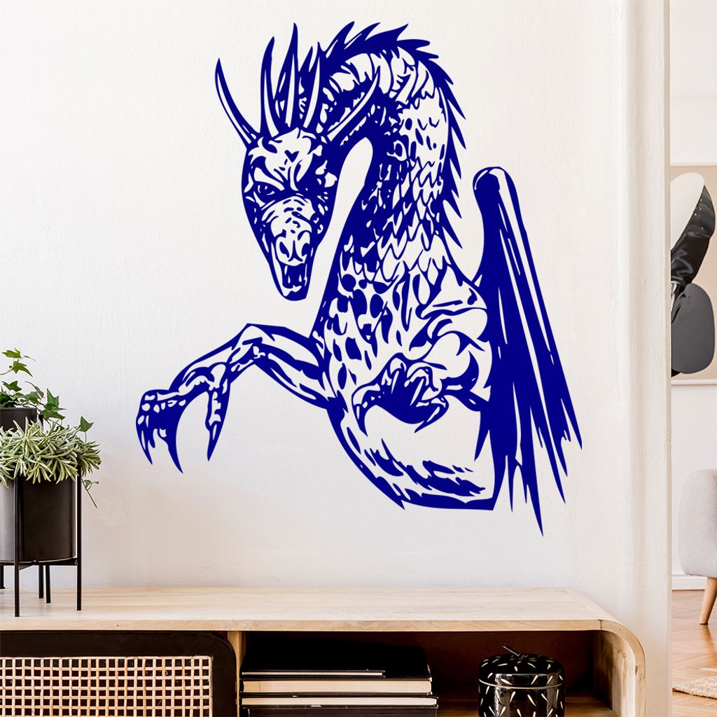Drachen Angriff Wandtattoo in 6 Größen - Wandaufkleber Wall Sticker - Dekoration, Küche, Wohnzimmer, Schlafzimmer, Badezimmer