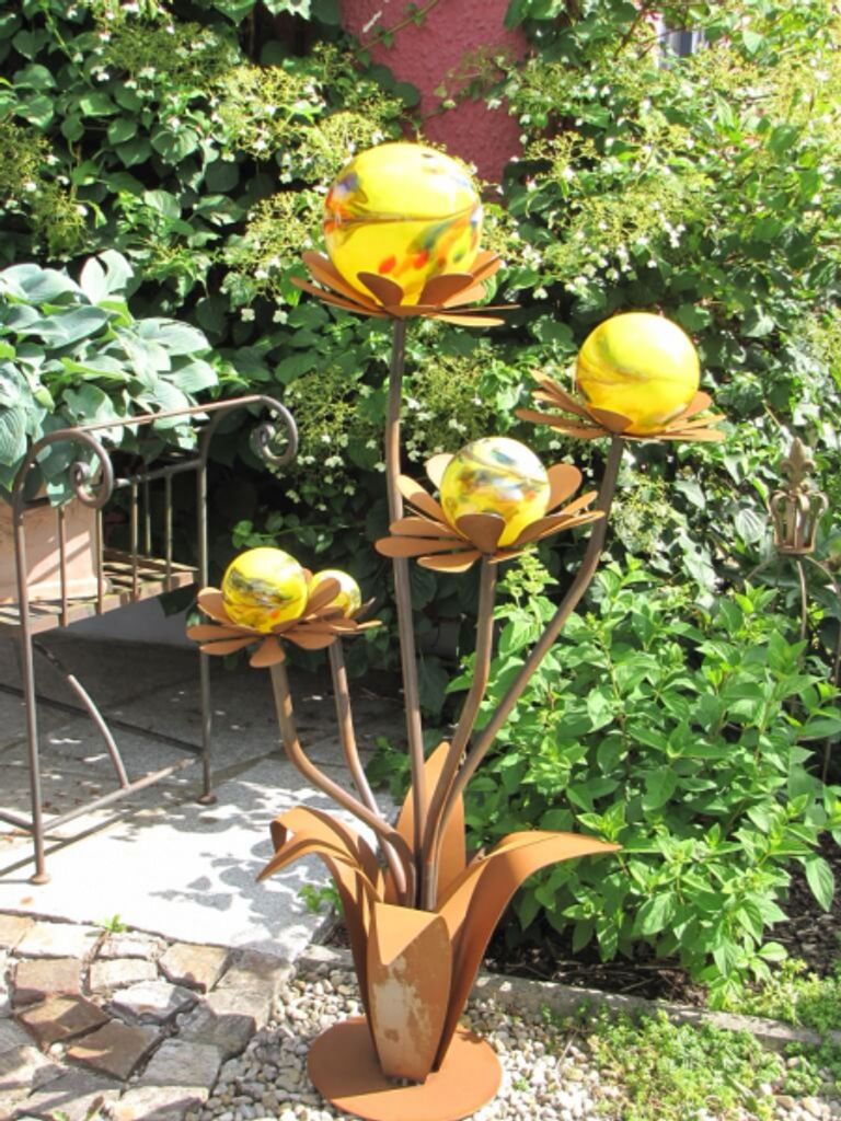 Edelrost Glasblume Blumenzauber, 120 cm, gelb Produktbild 