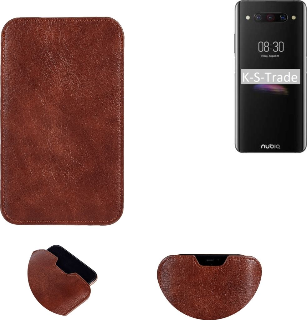 K-S-Trade Schutzhülle Handyhülle kompatibel mit Nubia Z20 Handytasche Kunstleder Sleeve in braun