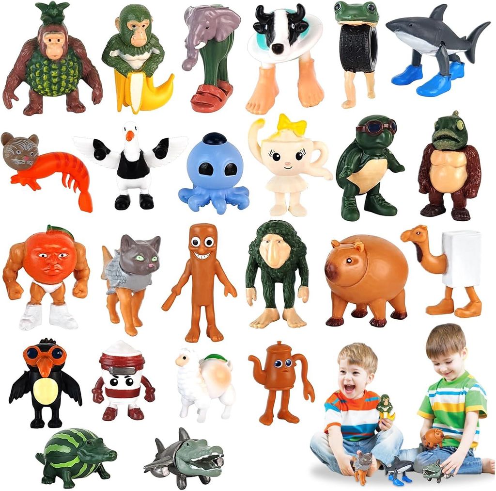 Italian Brainrot Figuren Set, 24 Stück Tung Tung Tung Tung Sahur Tralalero Tralala Figure, Creative Brainrot Figuren Schreibtisch Dekoration