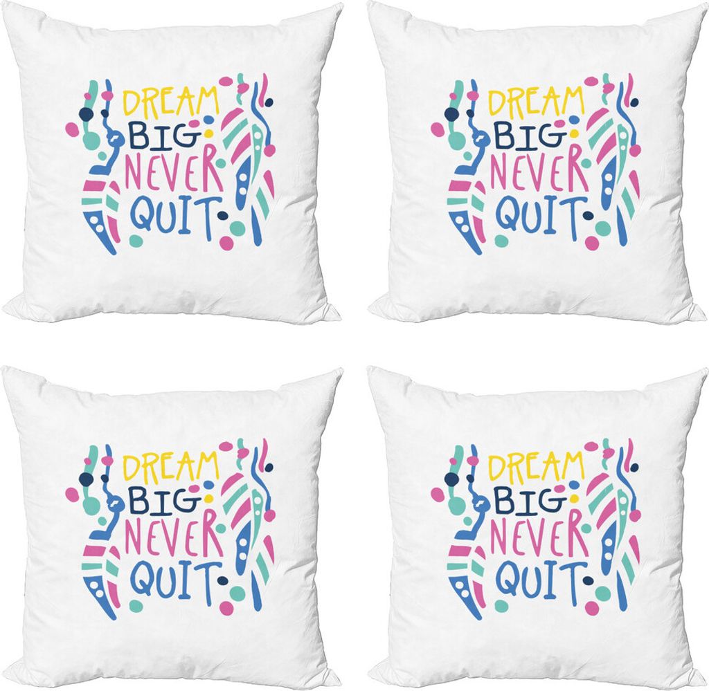 ABAKUHAUS Traum Kissenbezug Set (4 Stück), Abstrakte Formen Nursery Theme, Moderner Doppelseitiger Digitaldruck, 45 cm x 45 cm, Mehrfarbig