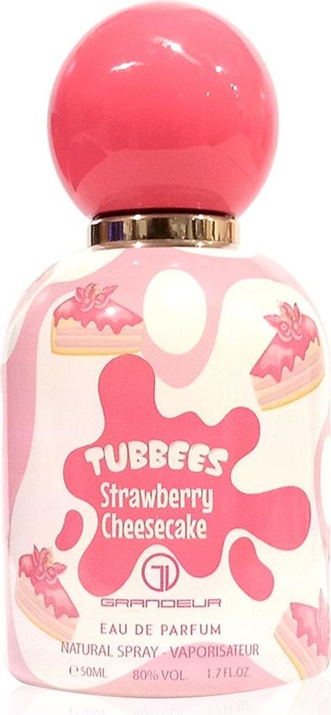 A bottle of Tubbees Strawberry Cheesecake Eau de Parfum.