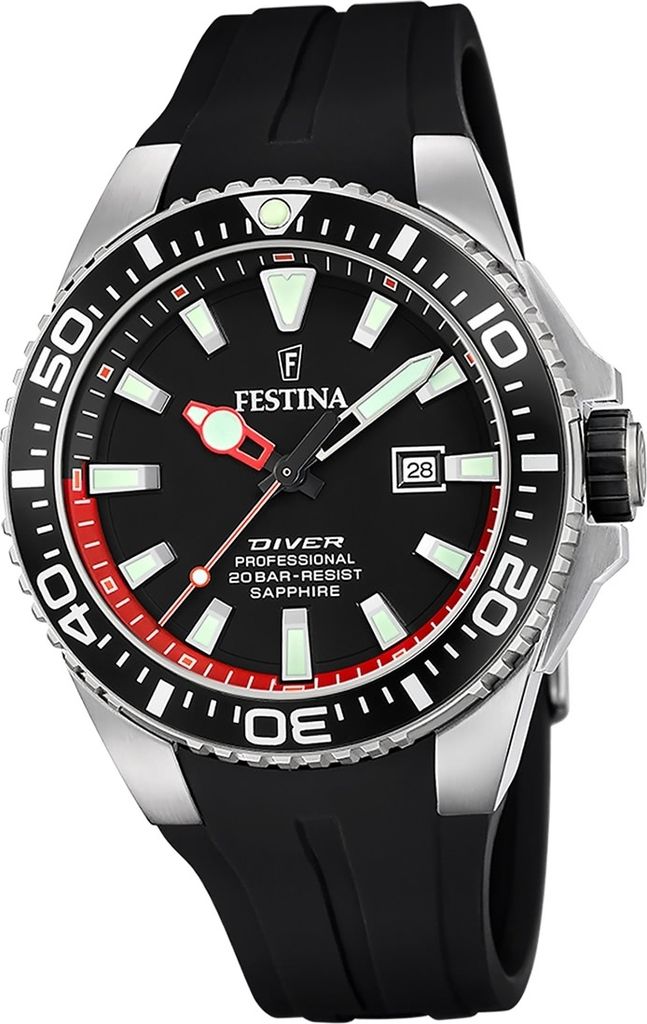 Festina Silikon Herren Uhr Armbanduhr schwarz Casual D2UF20664/3