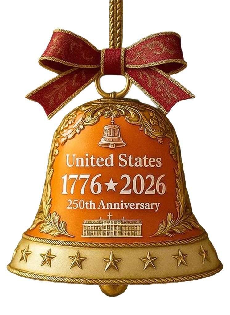 Glockenornament zum 250. Jahrestag der Vereinigten Staaten, patriotische Gedenk-Weihnachtsbaumglocke aus Metall, Hängedekoration für Feiertage un...