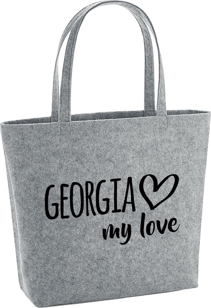 Huuraa Filzshopper Georgia my love 22 Liter Grey Melange Filztasche Geschenkidee