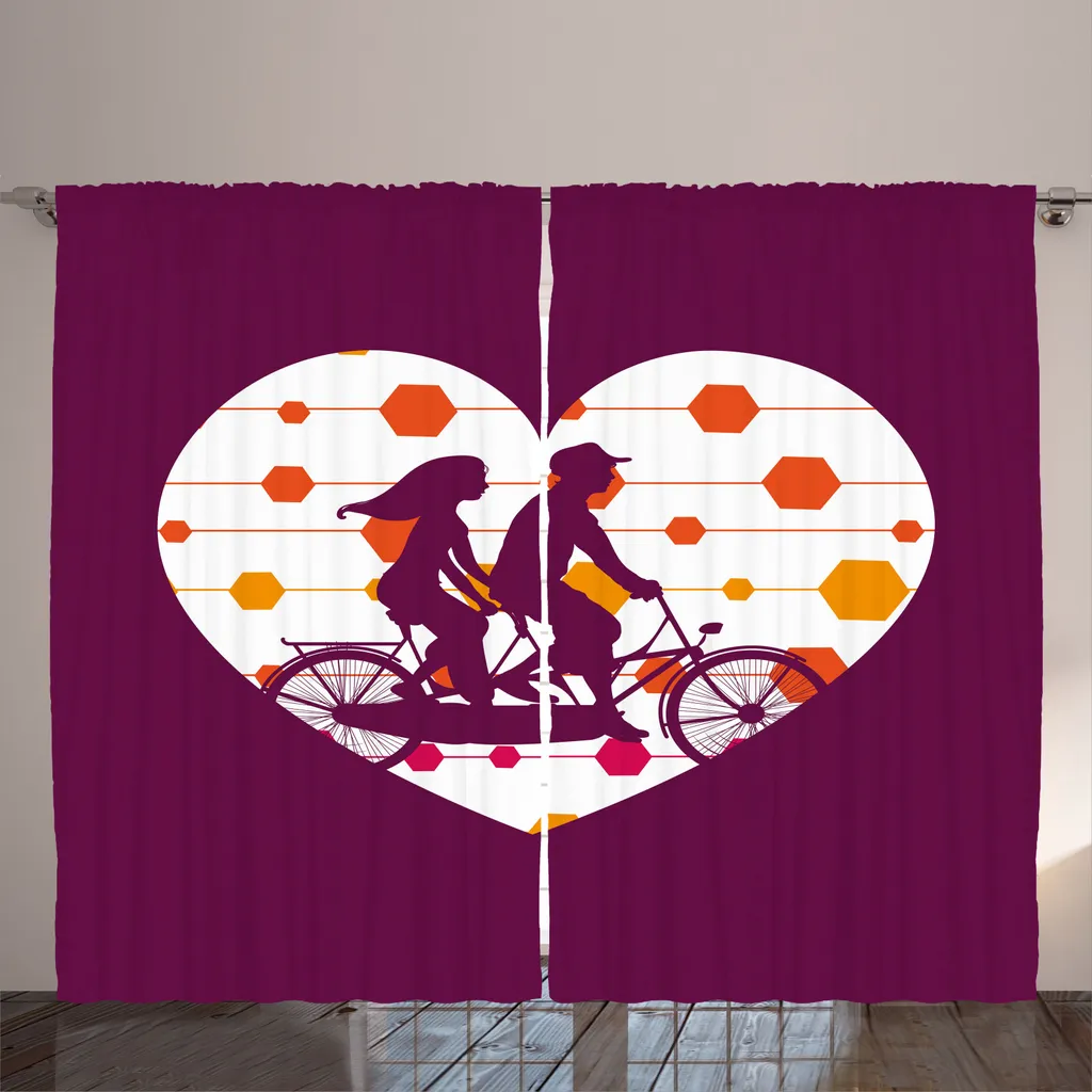 Rideau Rideaux Universels ABAKUHAUS Bike Party 280x225 cm Prune Blanc