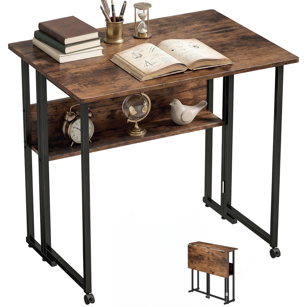 HOMCOM Scrivania da 80 cm pieghevole con ripiano, ideale Immagine del prodotto 