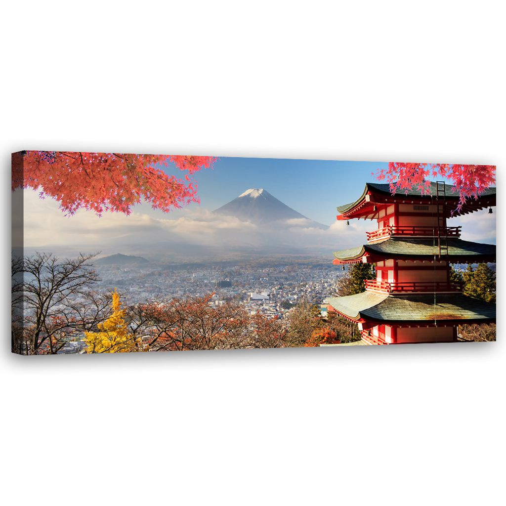 Leinwandbild Landschaft am Berg Fuji 150x50 Feeby Bunt bild für die wand bereit zum aufhängen