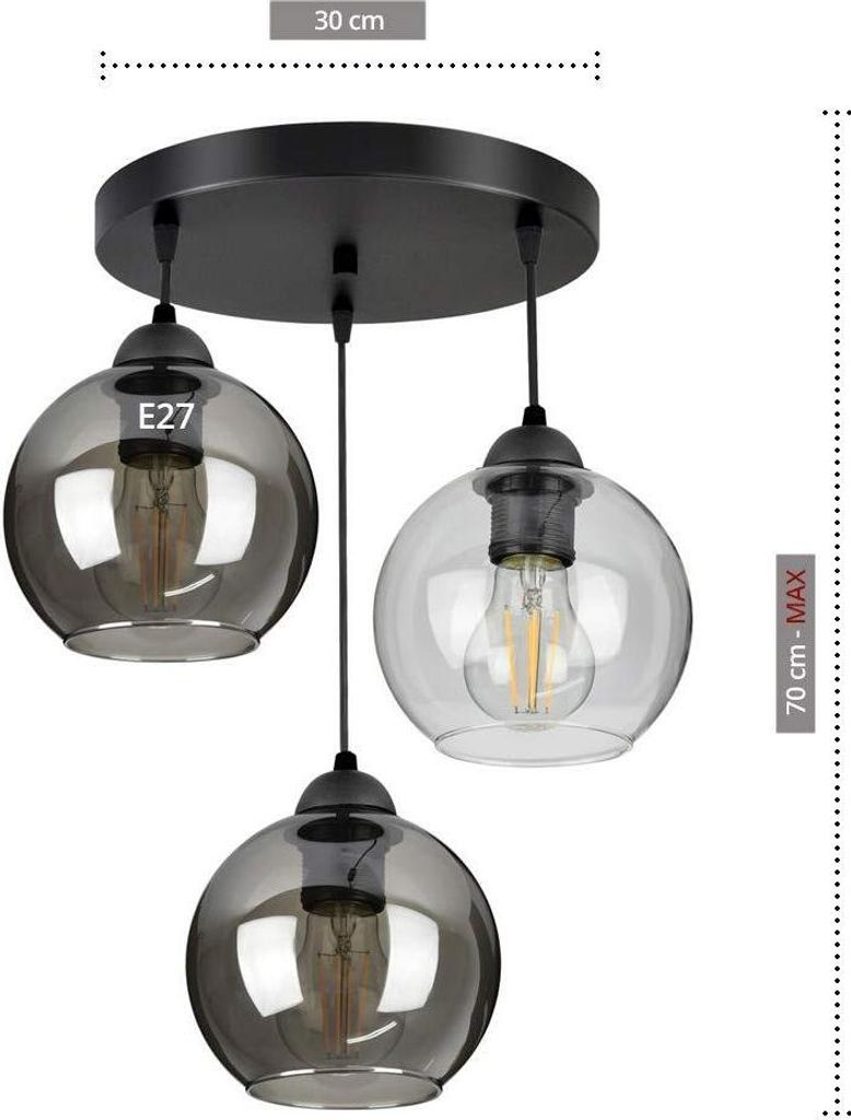 FKL DESIGN Home Deco Deckenlampe Pendellampe Kugel Schwarz Produktbild 2