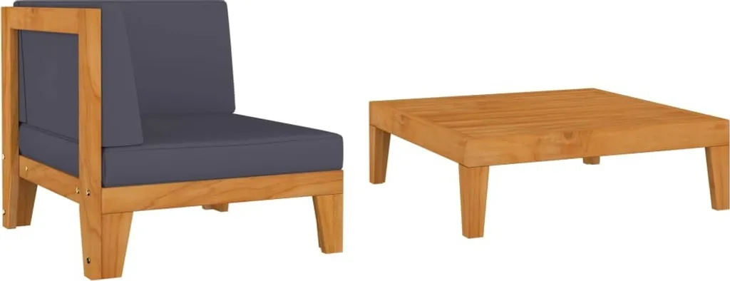 Petit salon de jardin pour balcon en bois d'acacia et coussins moelleux