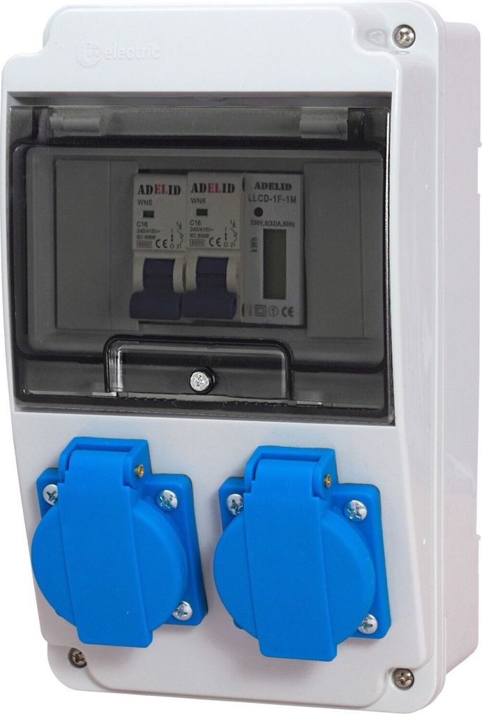 Baustromverteiler Wandverteiler Gartensteckdose 2x 230V Steckdosen Schuko mit LS-Schalter Zähler