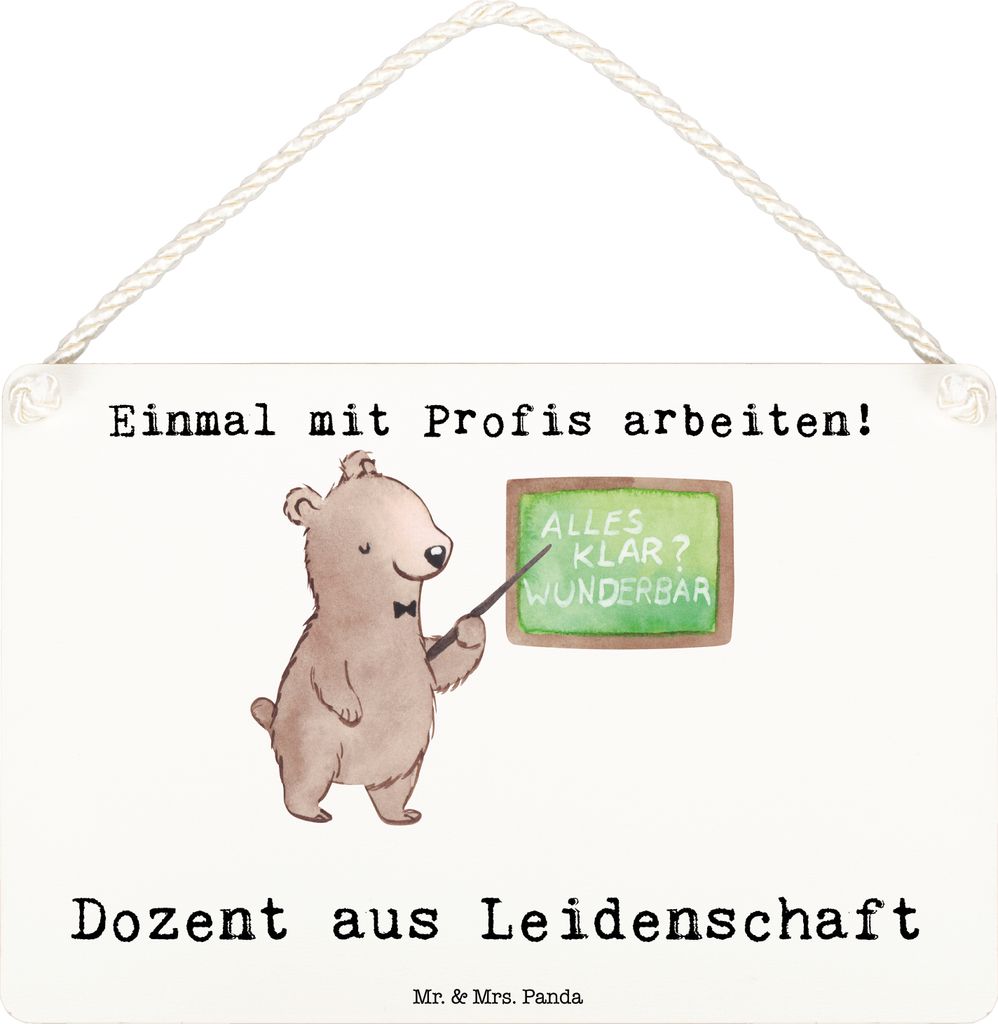 Mr. & Mrs. Panda Schild Dozent Leidenschaft DIN A6 - Weiß - Geschenk, Türschild, Uni, Professor, Unterricht, holzbild, Universität, Dekoschild, ...