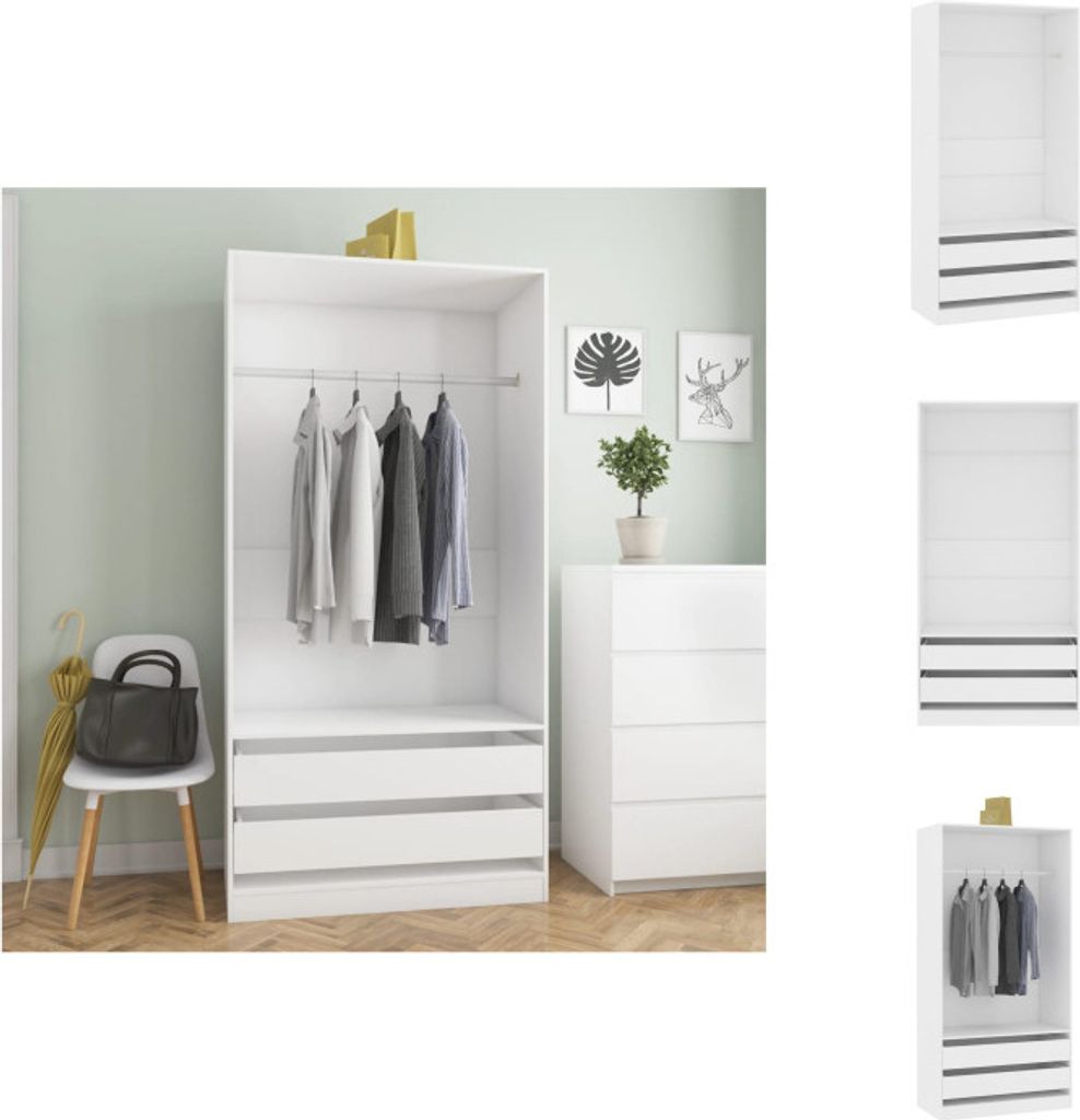 vidaXL Kleiderschrank Weiß 100x50x200 cm Holzwerkstoff - Kleiderschränke