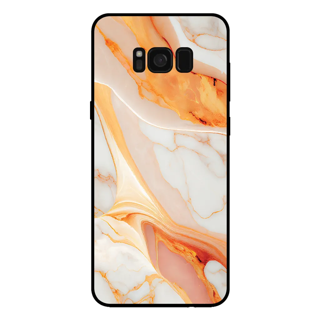 Smartphonica Custodia per Samsung Galaxy S8 con stampa in marmo - Custodia posteriore in TPU con disegno in marmo - Arancione