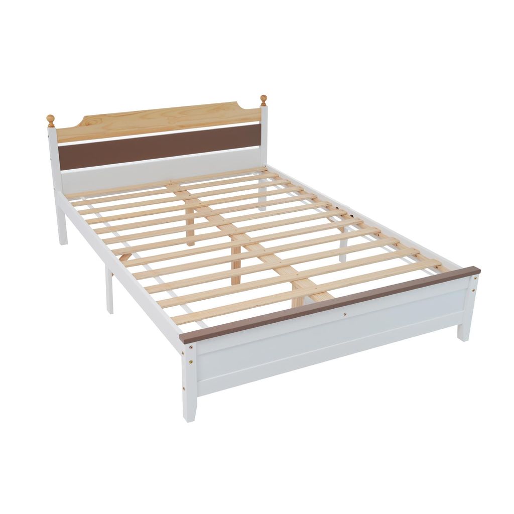 Massivholzbett, 140x200 cm, Doppelbett mit Lattenrost und Produktbild 