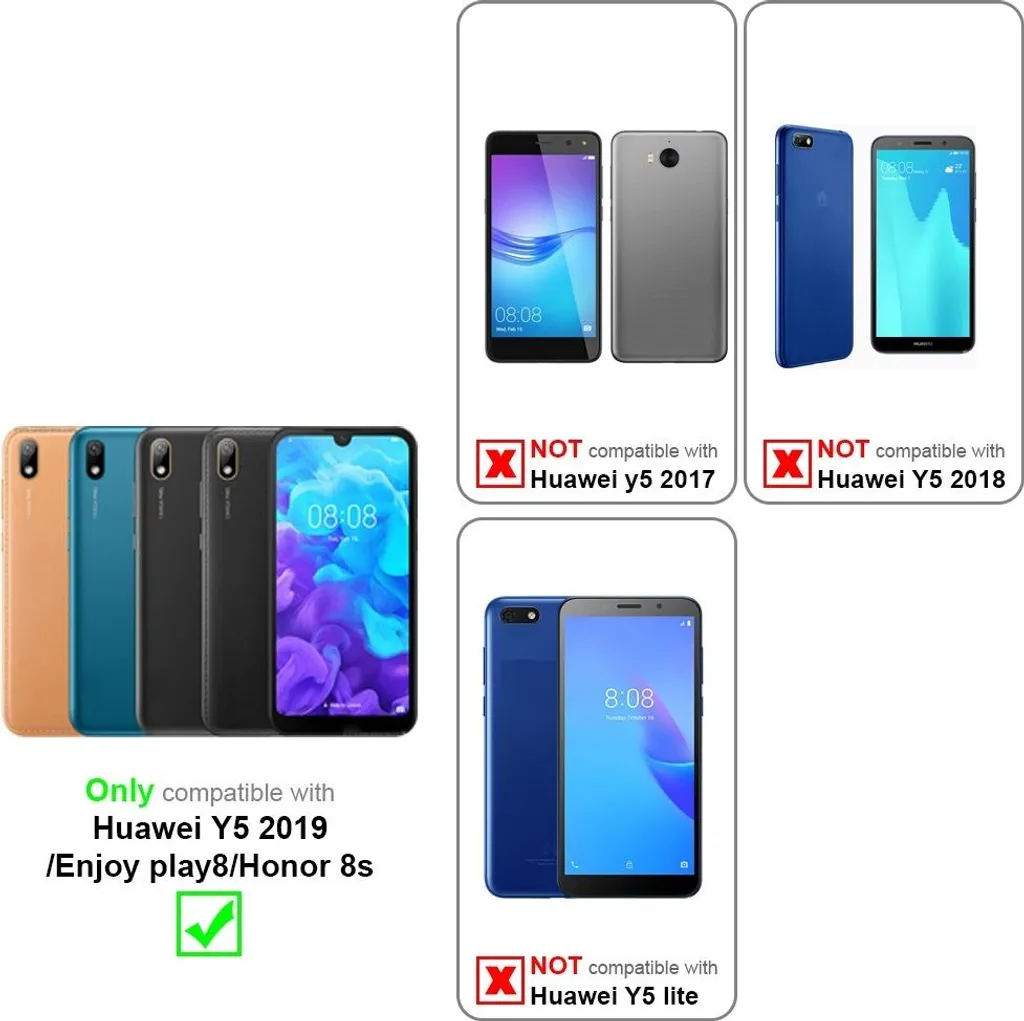 Cadorabo 3x Vetro Temperato per Huawei Y5 2019 - Protezione 9H Premium