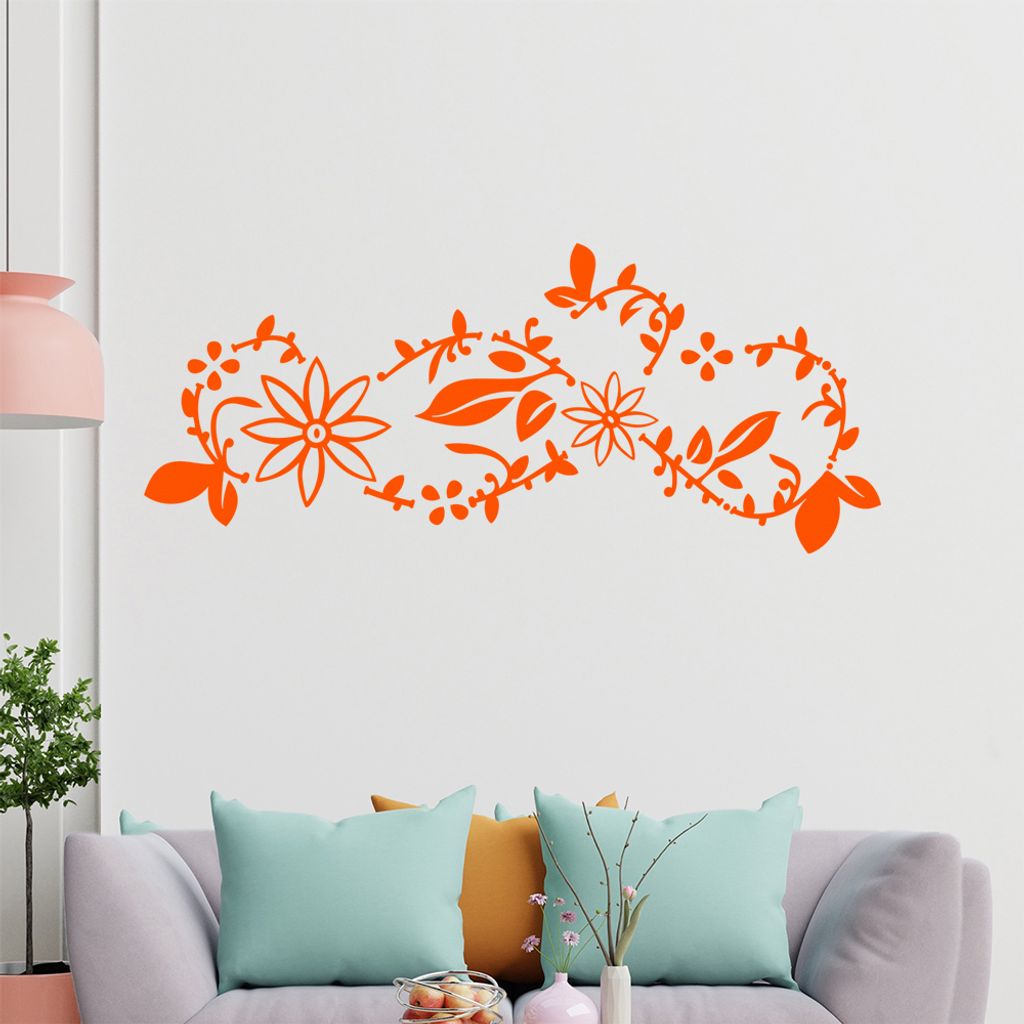 Blume - Ranken Wandtattoo in 6 Größen - Wandaufkleber Wall Sticker - Dekoration, Küche, Wohnzimmer, Schlafzimmer, Badezimmer