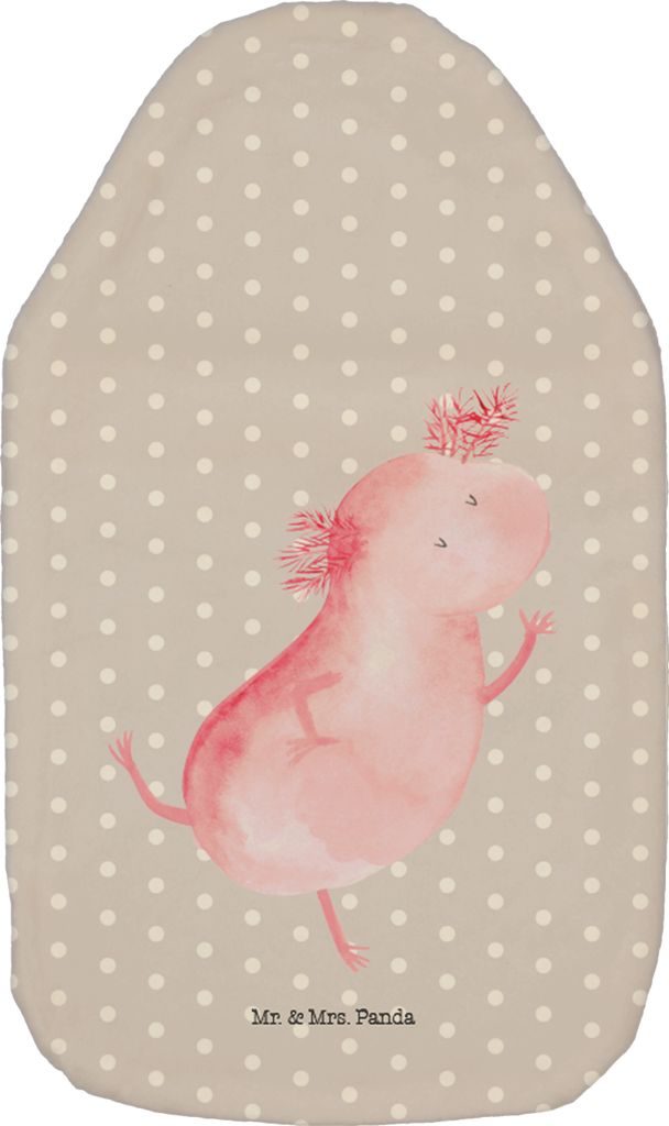 Mr. & Mrs. Panda Wärmflasche Axolotl Tanzen - Grau Pastell - Geschenk, Lurch, Verrückt, Kuschelwärmflasche, gut Gelaunt, Wärmekissen, Plüsch, ...