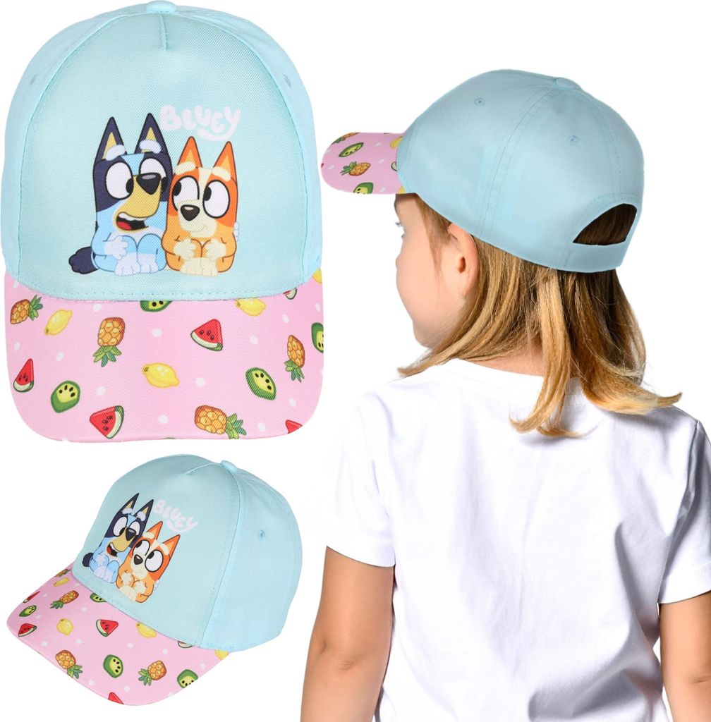 Bluey Türkis rosa BAUMWOLLE Kappe FÜR SOMMER für Mädchen 100% BAUMWOLLE 54