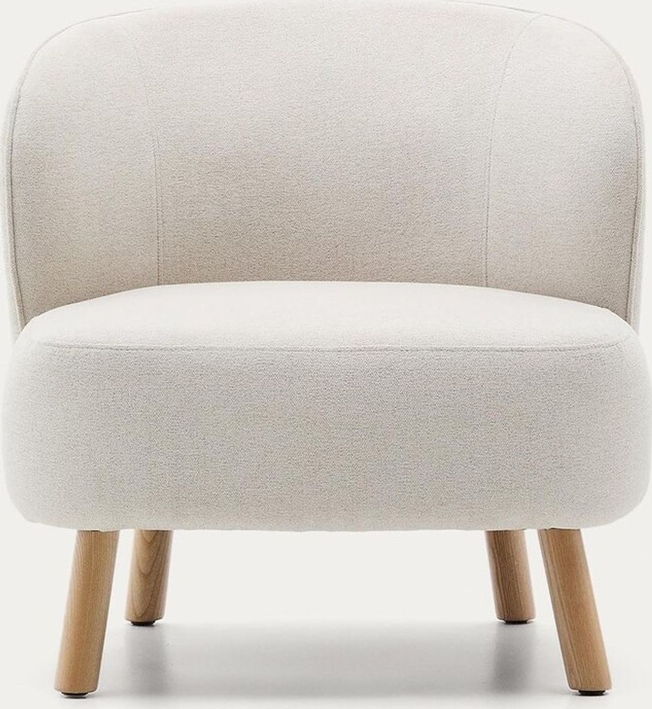 Sessel Ulit 74 x 70 x 71 cm Metall Chenille Buche Weiß Natur