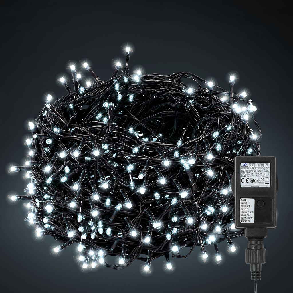 ISOISL Lichterketten 200 LED, 20 m, Kaltweiß, 31 V, 8 Modi, Produktbild 