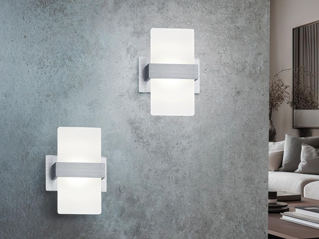 Stylishe LED Wandleuchte mit Schalter im 2er Set - edler Materialmix aus ALU geb