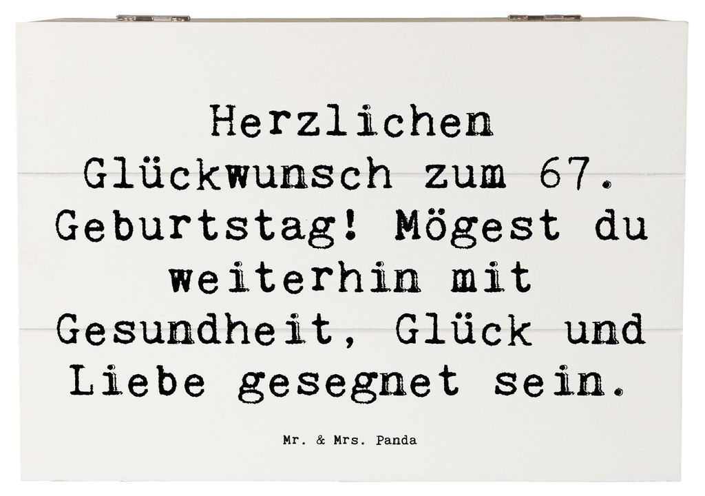 Mr. & Mrs. Panda Kiste Spruch 67. Geburtstag 22 x 15 cm - Weiß - Geschenk, Happy Birthday, Feier, Holzkiste, besonderes, Box, Geburtstagsgeschenk,...
