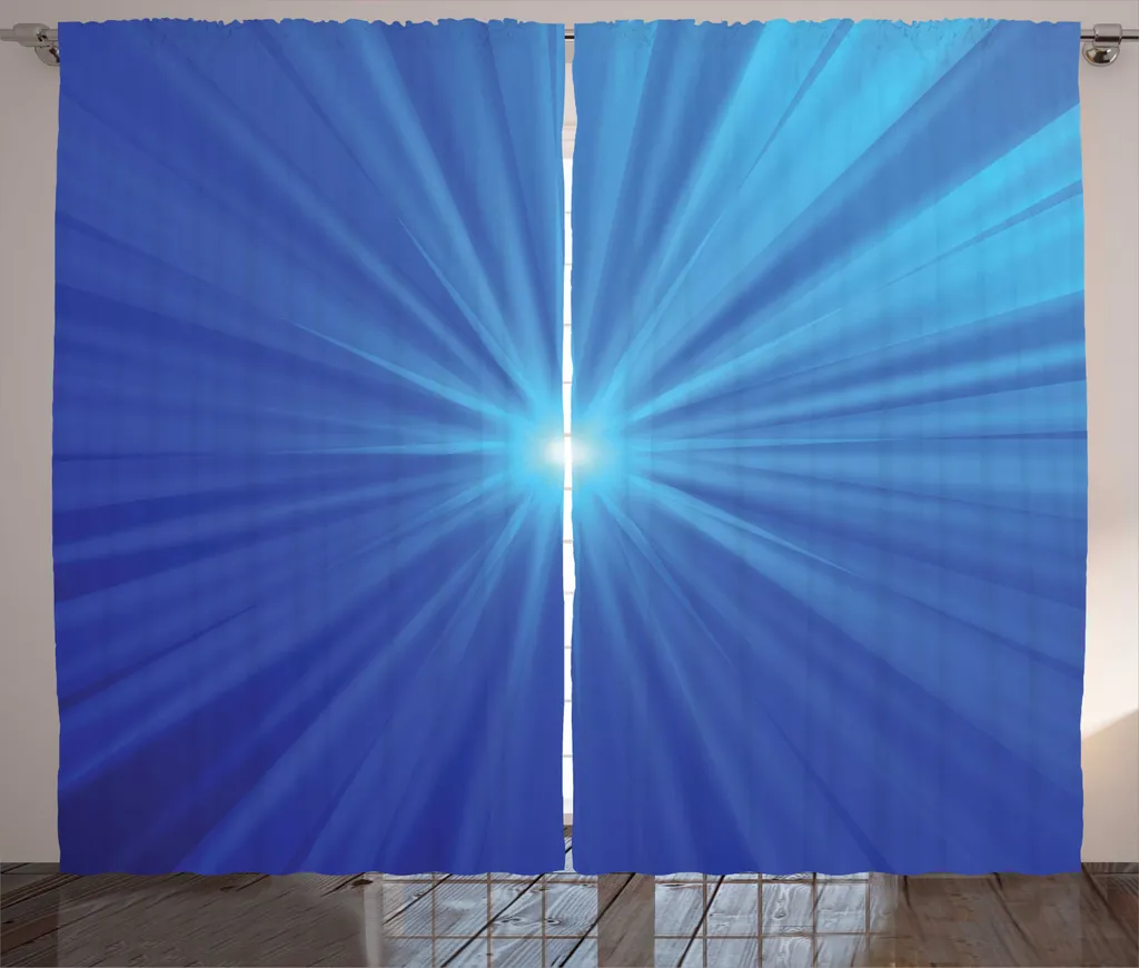 Rideaux de Salon Universels Design Sunburst Énergique 280x225 cm Bleu