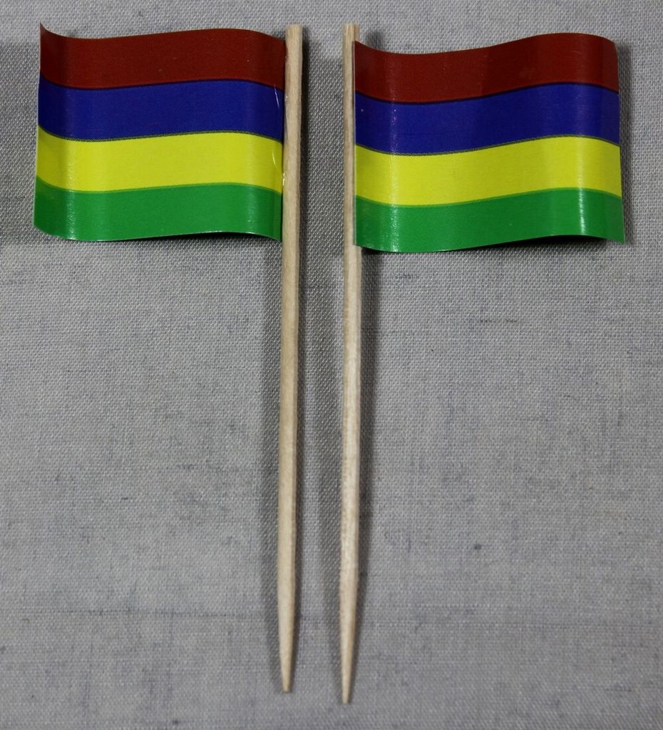 Party-Picker Flagge Mauritius Papierfähnchen in Spitzenqualität 25 Stück Beutel