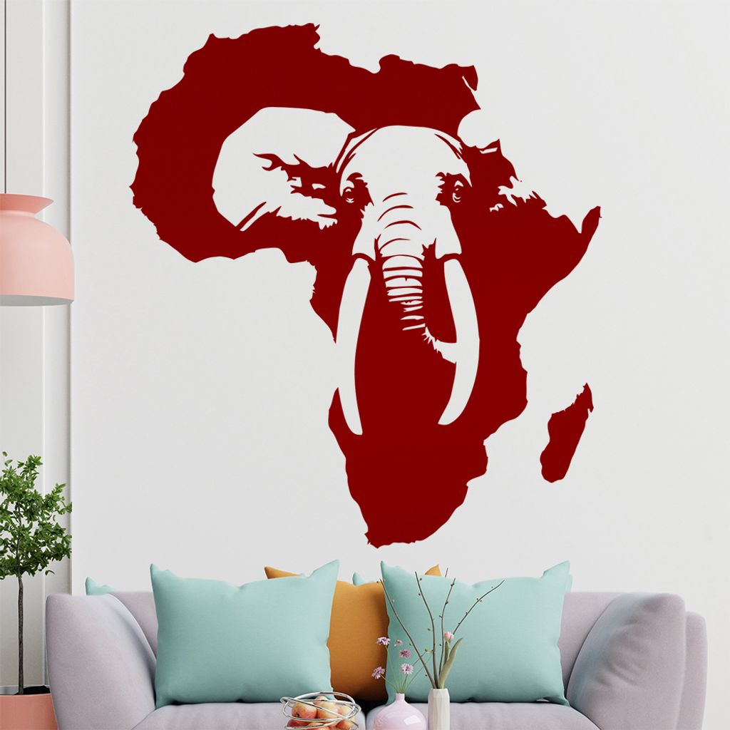 KIWISTAR Elefant Afrika Silhouette Wandtattoo in 6 Größen - Wandaufkleber Wall Sticker - Dekoration, Küche, Wohnzimmer, Schlafzimmer, Badezimmer