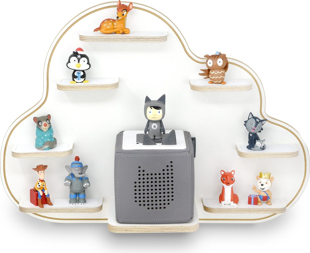 stadtecken Holzregal für Musikbox I Wolke I Geeignet für die Toniebox und ca. 27 Tonies I Perfekte Tonie Aufbewahrung im Kinderzimmer I Zum Auf...