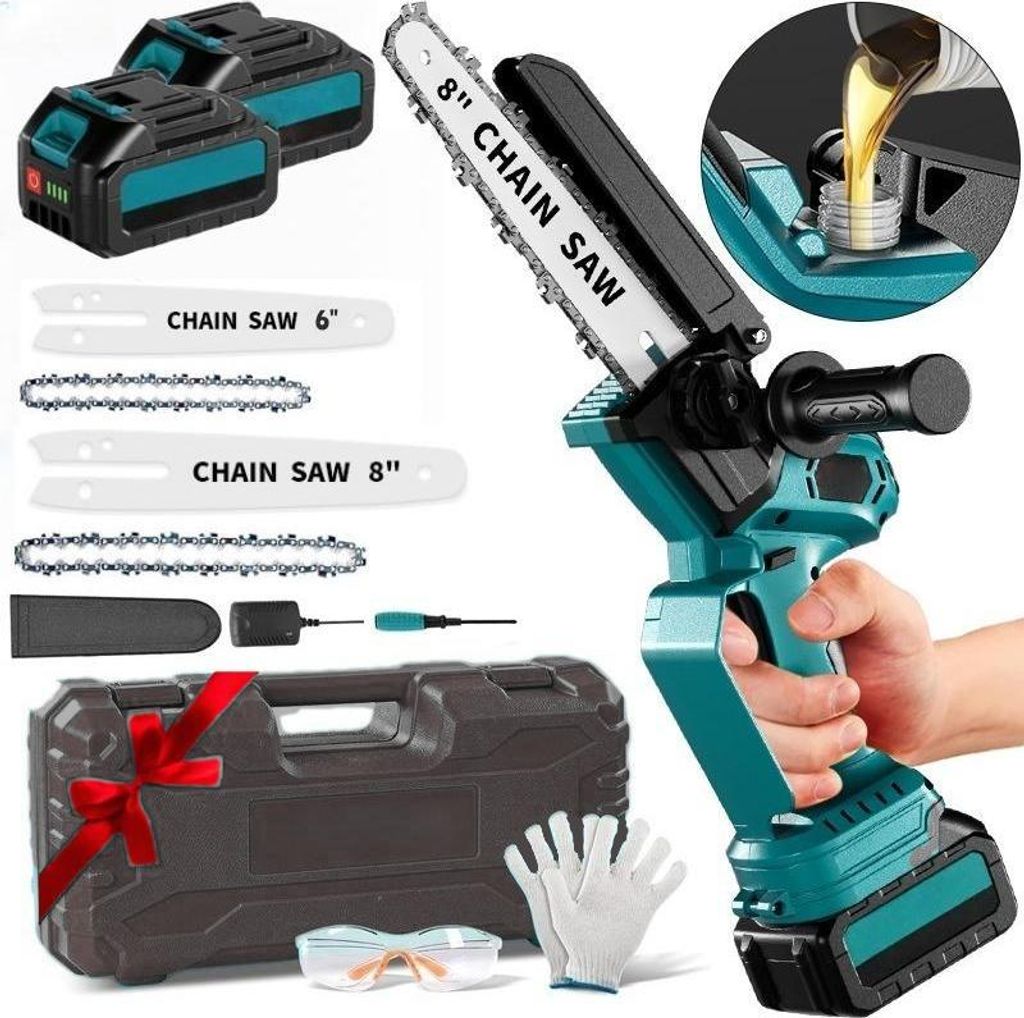 Bürstenlose Mini-Kettensäge, 6+8 Zoll Stromkettensäge, Produktbild 