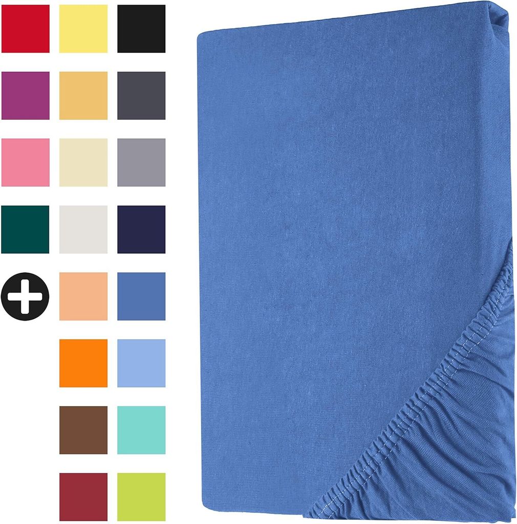 Jersey Spannbettlaken 100% Baumwolle 140 x 200 Spannbetttuch Laken Bettlaken Dunkelblau