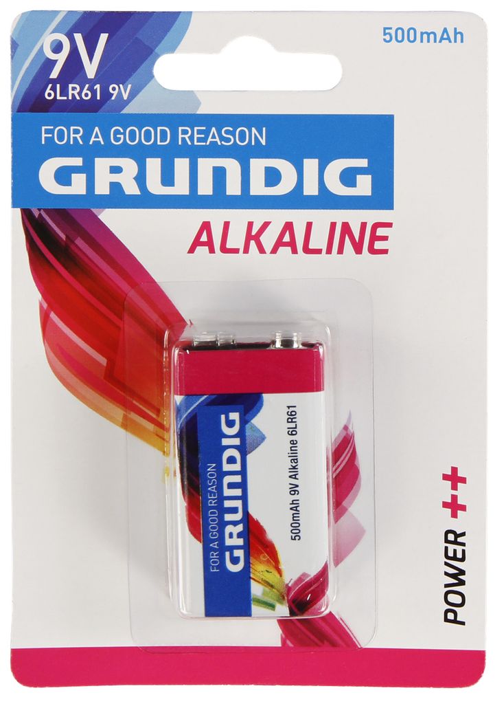 Block-Batterie GRUNDIG Alkaline 1,5V Typ 6LR61 1er-Blister Produktbild 