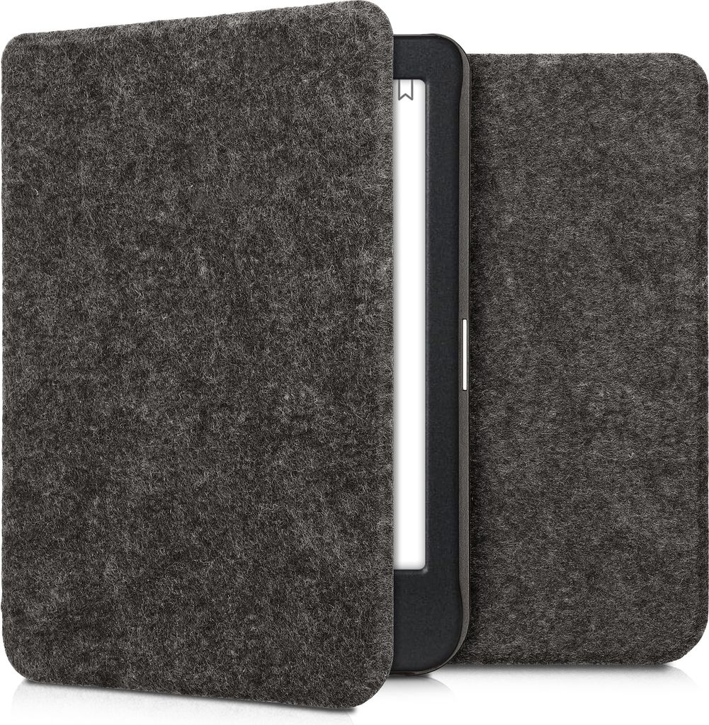 kwmobile Hülle kompatibel mit Kobo Clara BW / Clara Colour / Tolino Shine (5) / Shine Color - Filz Stoff eReader Schutzhülle Cover Case - Dunkelgrau
