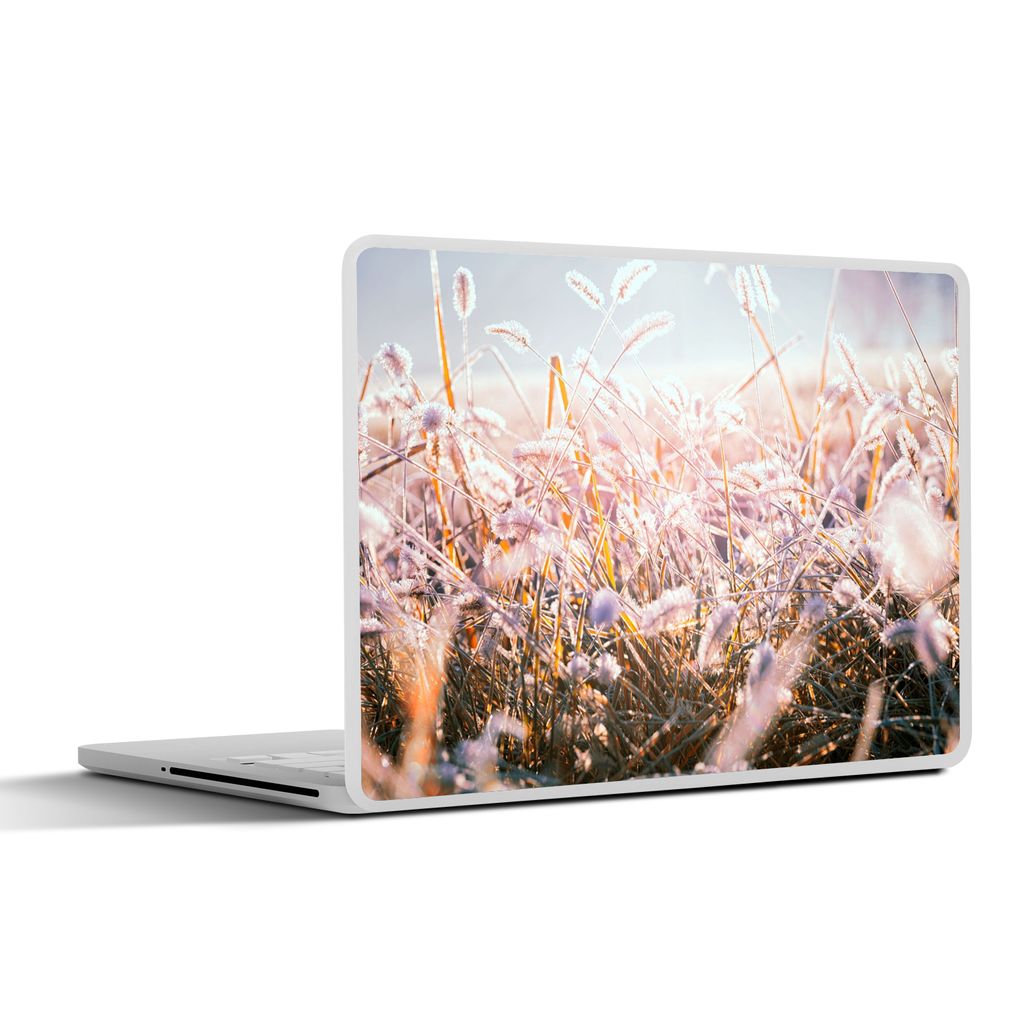 MuchoWow Laptop Aufkleber Sticker Cover Gras - Sonne - Winter - Schnee 31x22.5 cm - Laptop-Deko