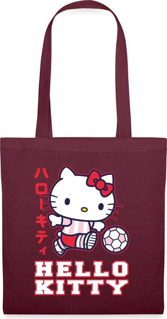 Spreadshirt Hello Kitty Spielt Fussball Sport Stoffbeutel, One size, Burgunderrot