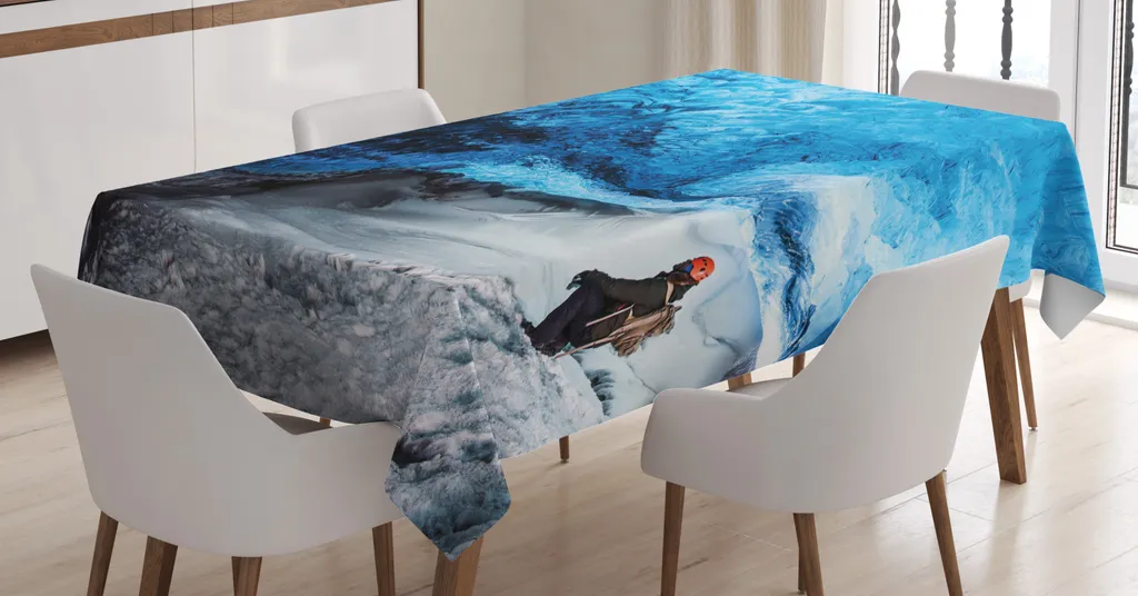 Tovaglia Design Grotta di Ghiaccio ABAKUHAUS 140x240 cm Blu Grigio