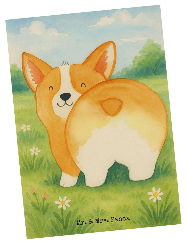 Mr. & Mrs. Panda Postkarte Corgi Po Design - Weiß - Geschenk, Hund, Motivation, Ansichtskarte, Sprüche, Spruch, Fotokarte, Postkarten, Grußkarte...