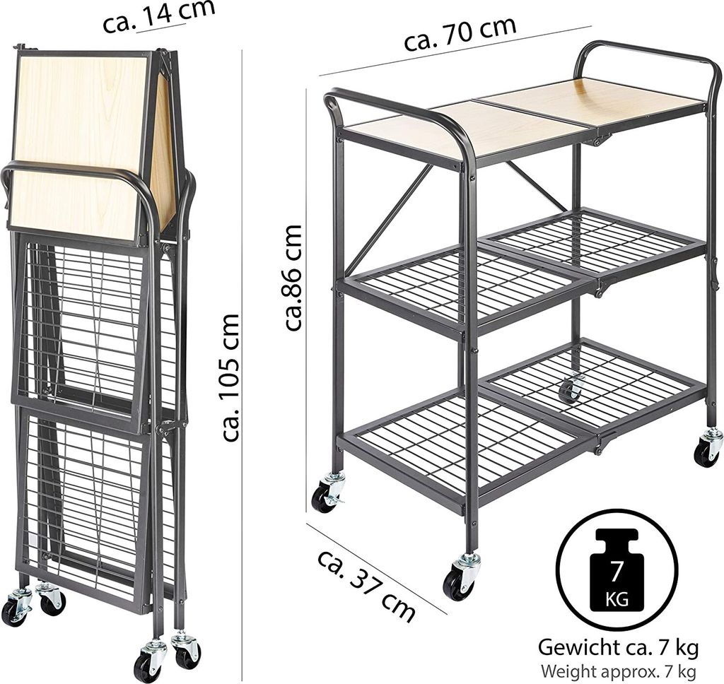 ONVAYA® Küchenwagen James klappbar | Servierwagen auf Produktbild 2