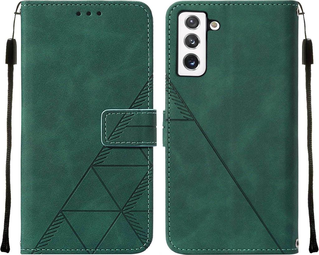 Galaxy S23 Hülle, Schlank Prägung Flip Leder Kartenfächer Schutzhülle mit Ständer für Samsung Galaxy S23 Grün