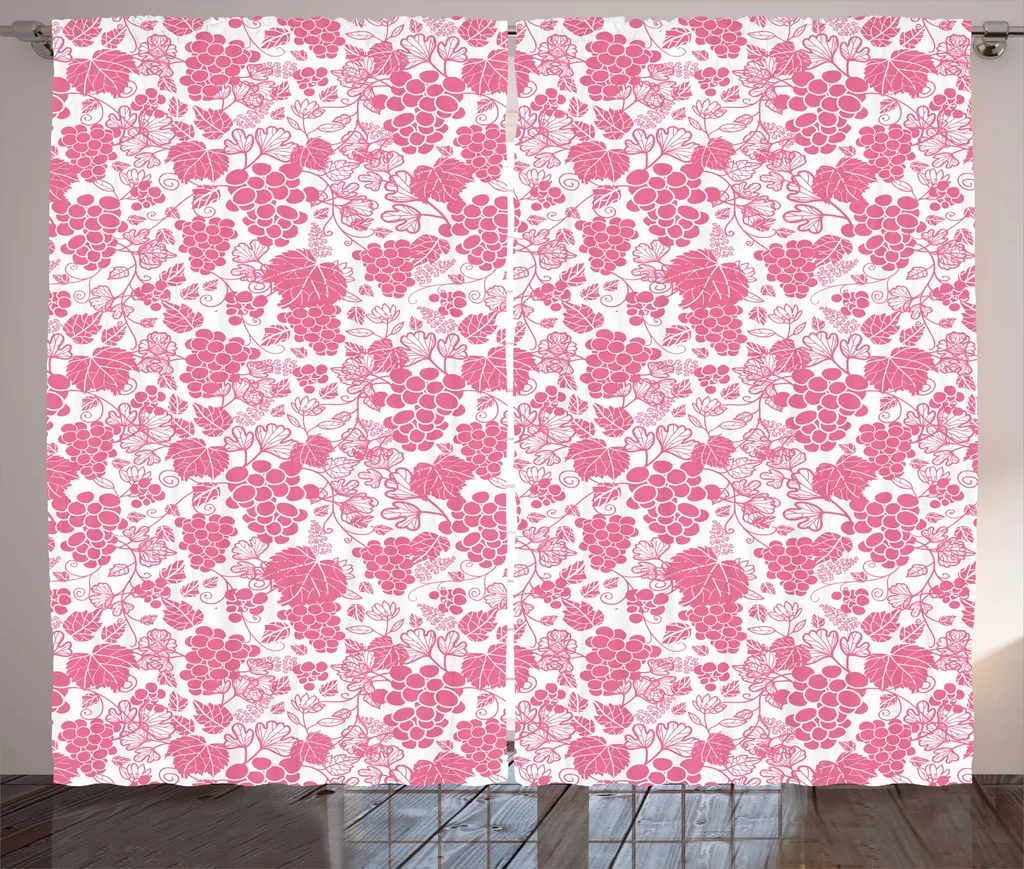 Rideau Rose Pastel à Motifs Abstraits avec Boucles et Crochets Inclus