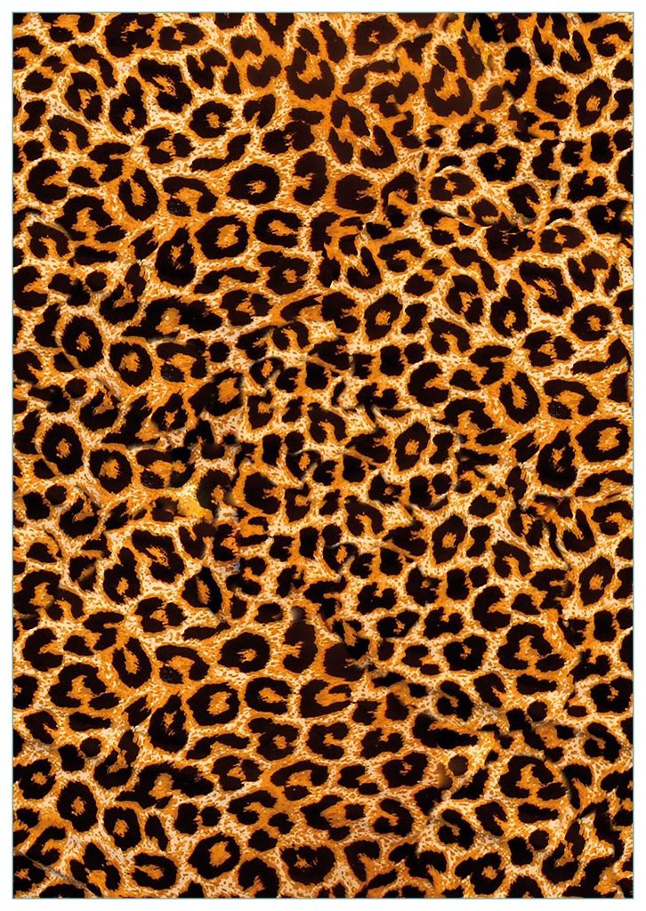 Wallario Premium Glasbild, freischwebende Optik, kräftige Farben, Größe 100 x 70 cm Motiv Leopardenmuster in orange schwarz
