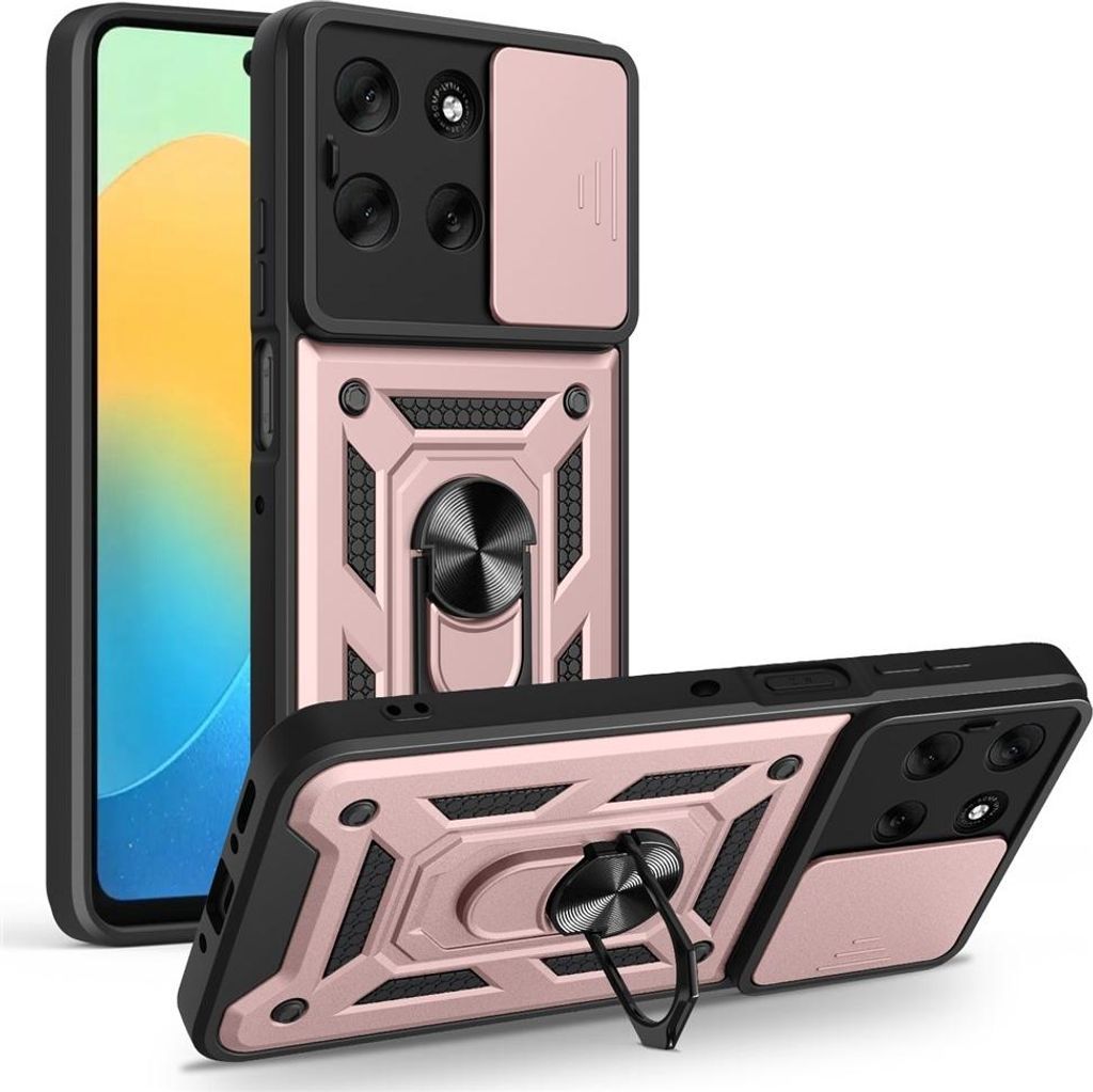 Motorola Moto G56 Hülle - Coverup Armor Ring Ständer Back Cover mit Kamera Schutz - Roségold